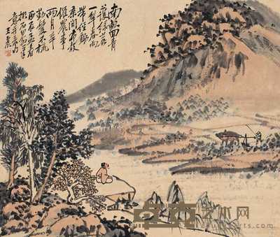 王震 丙辰（1916年）作 一犁春雨图 轴 40.5×48cm